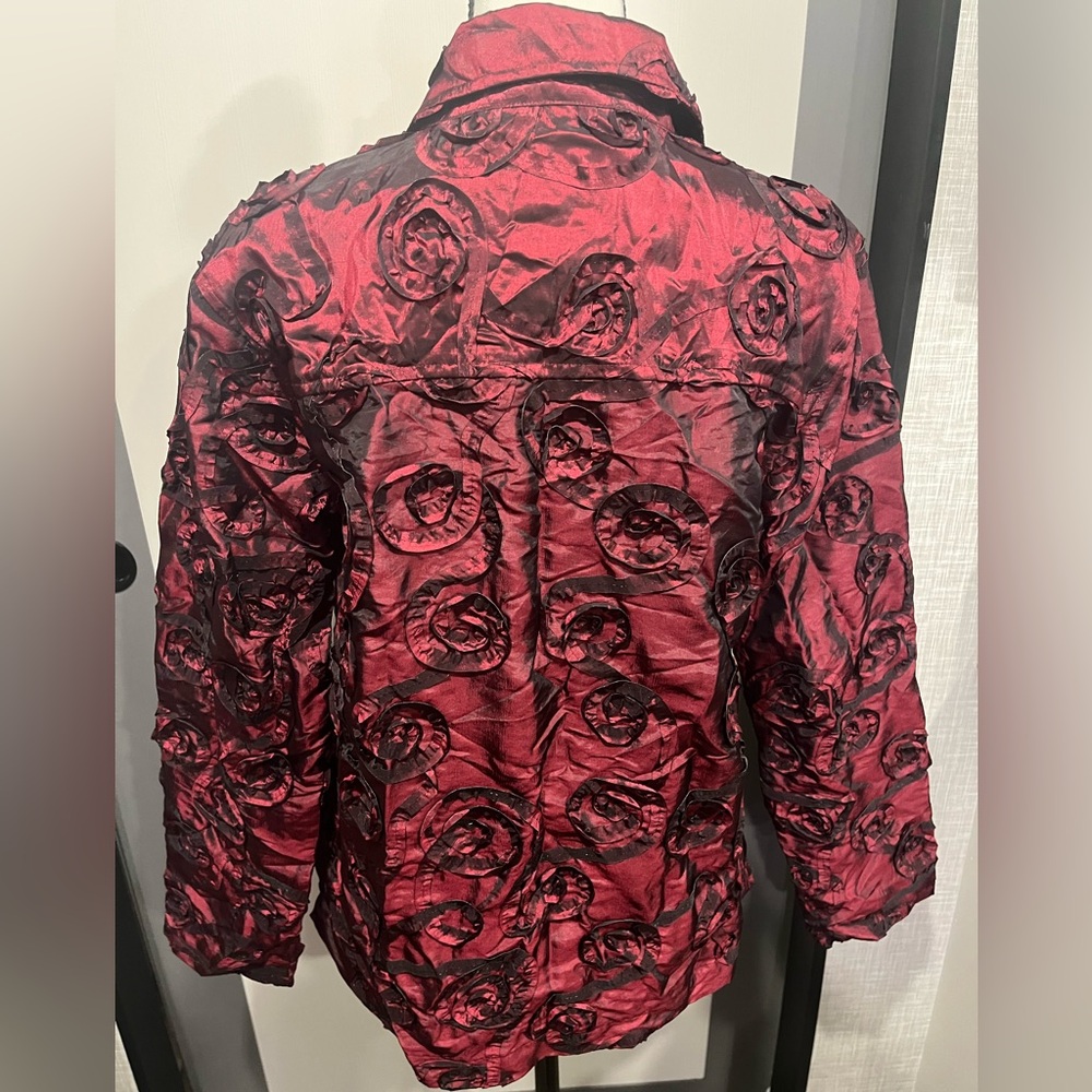 Scott Taylor Red/Burgundy Button-Up Blouse Medium - Picture 3 of 5